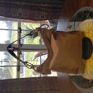 💘🖤💘 JPK PARIS 75 NYLON LEATHER HOBO BUCKET SHOULDER BAG BURNT ORANGE